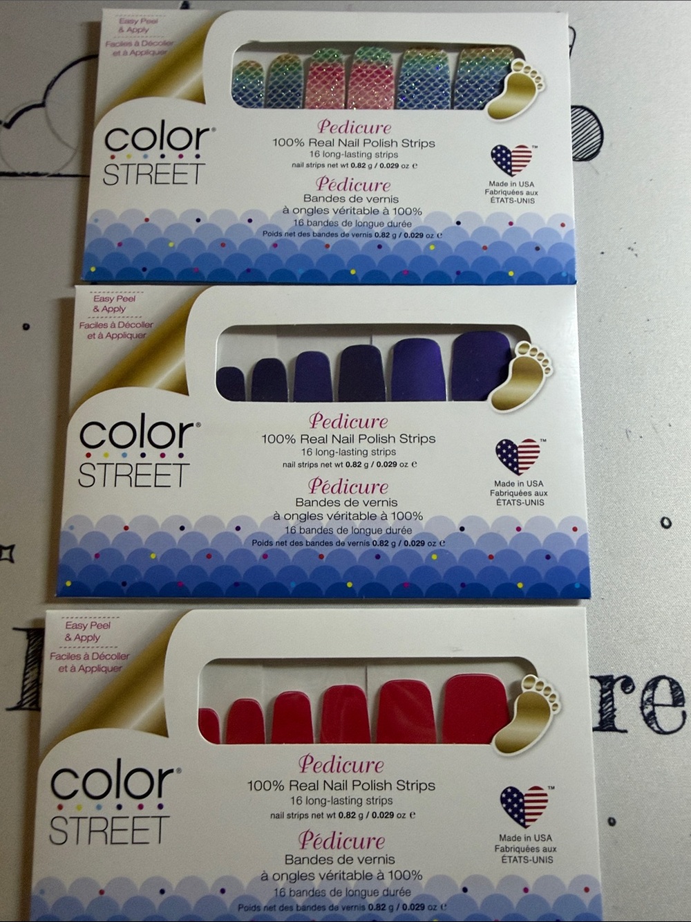 Color Street Pedicure Strips - 3 sets